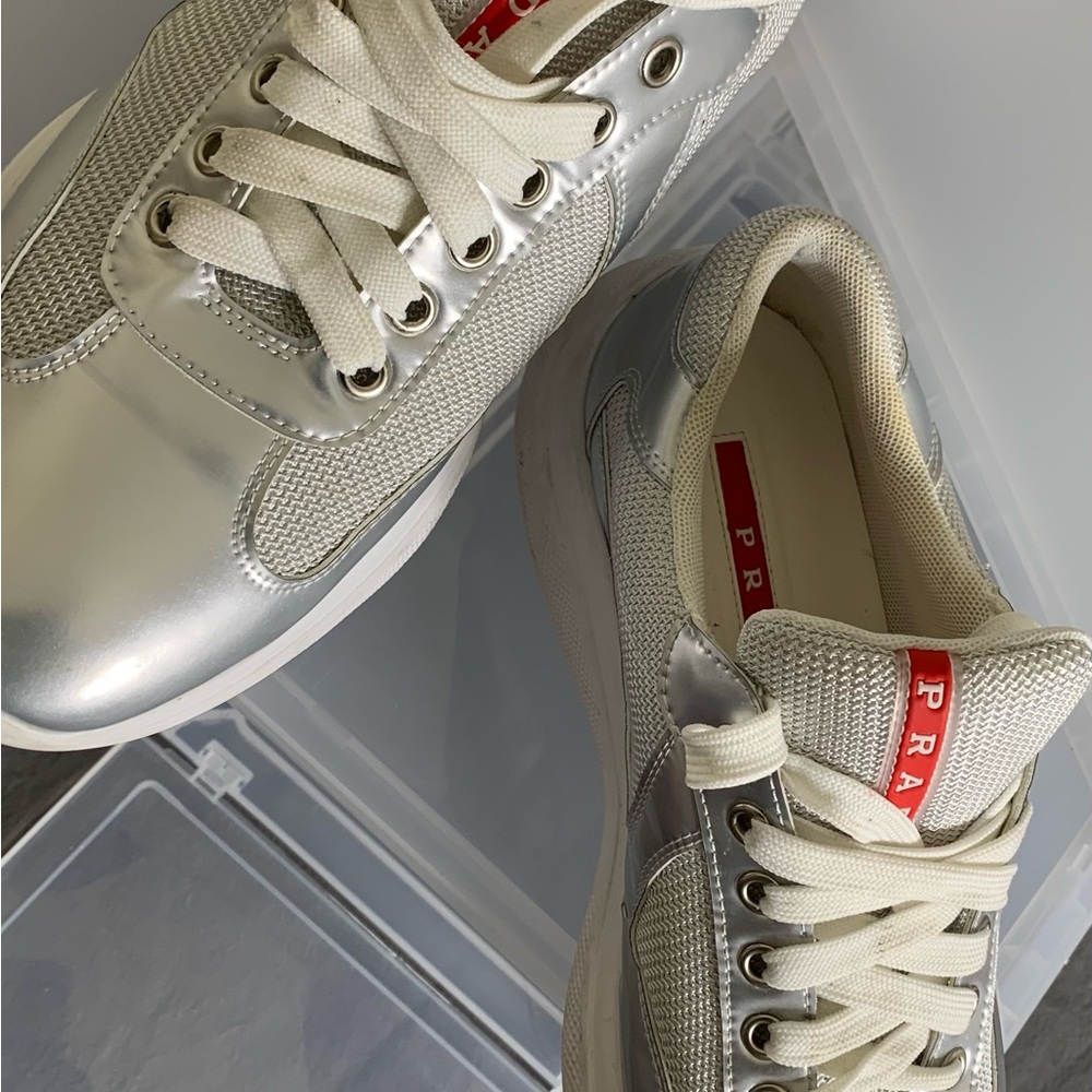 Prada Women's Silver Sneakers - Picture 8 of 12